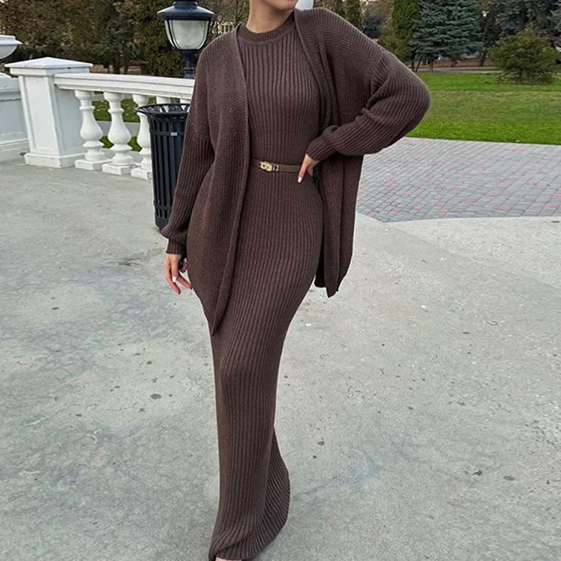 Lux Cardigan & Maxi Dress Set