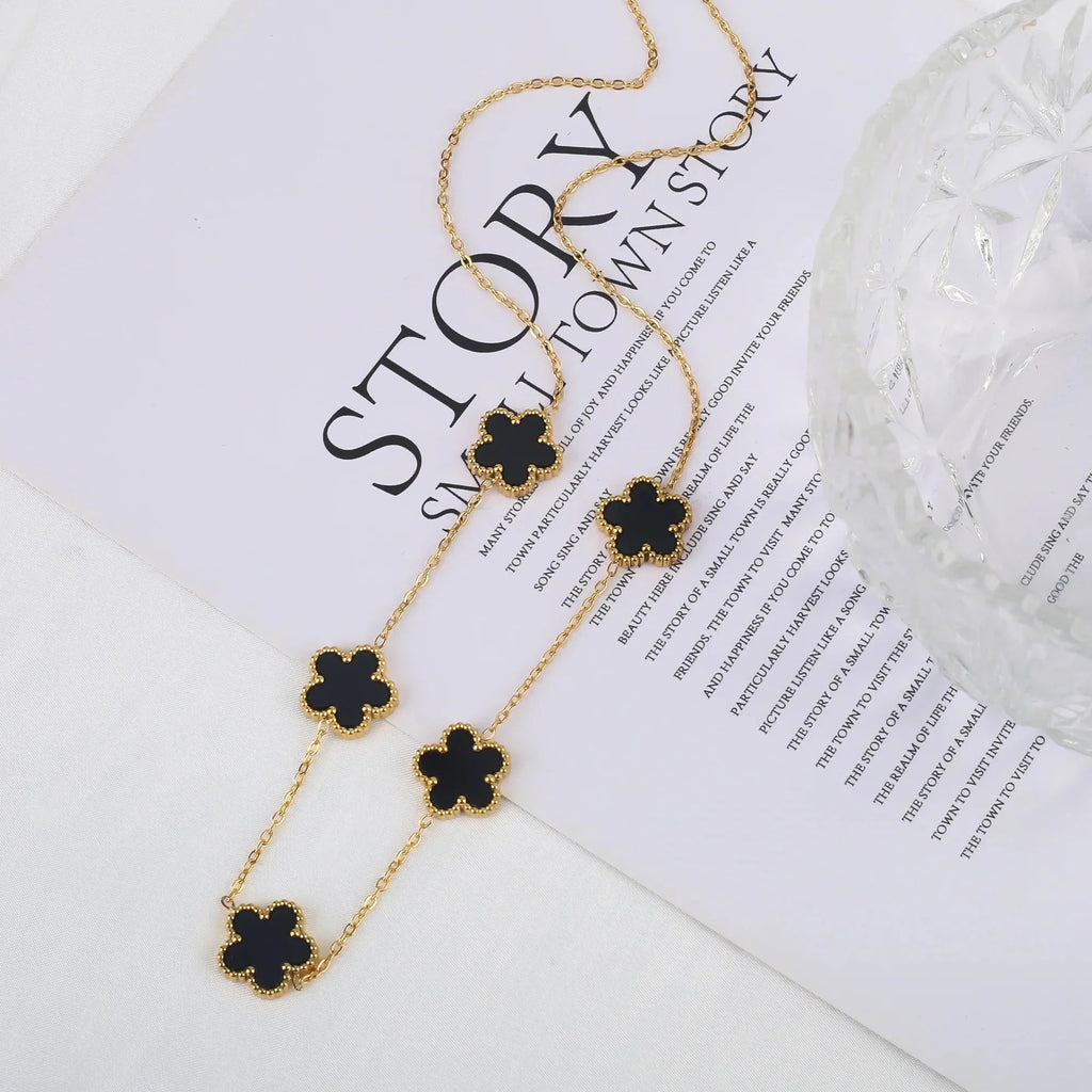 Hot Sale Stainless Steel Laser Five Leaf Flower Petal Adjustable Clover Bracelet Classic for Woman Girl Brand Jewelry Party Gift