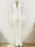 LUX Hand Beaded Flare Pants Set + Blazer Set