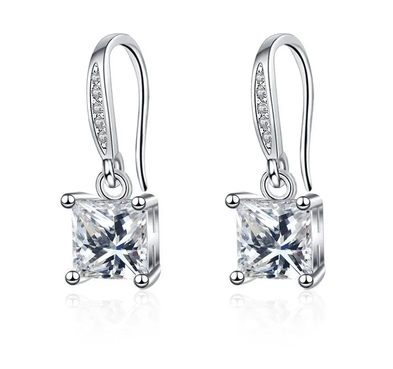 Iconic 925 Sterling Silver Crystal CZ Stud Earrings