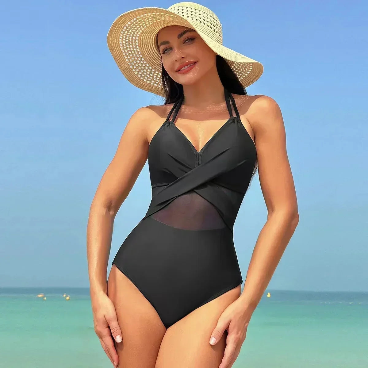 Bombshell Mesh V-neck Monokini Swimsuit