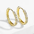 Huitan Novel Women's Hoop Earrings Gold Color Exquisite Cubic Zirconia Circle Earrings Daily Wear Fashionable Female Jewelry Hot