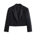 Satin Black Cropped Blazer