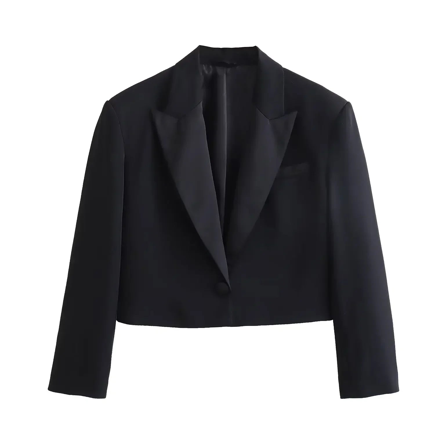 Satin Black Cropped Blazer