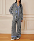 Hirigin Valentines Day Bow Tie Pajamas For Women Silk Satin Bow Striped Pjs Long Sleeve Shirt And Ruffle Lounge Pants Sets S M L