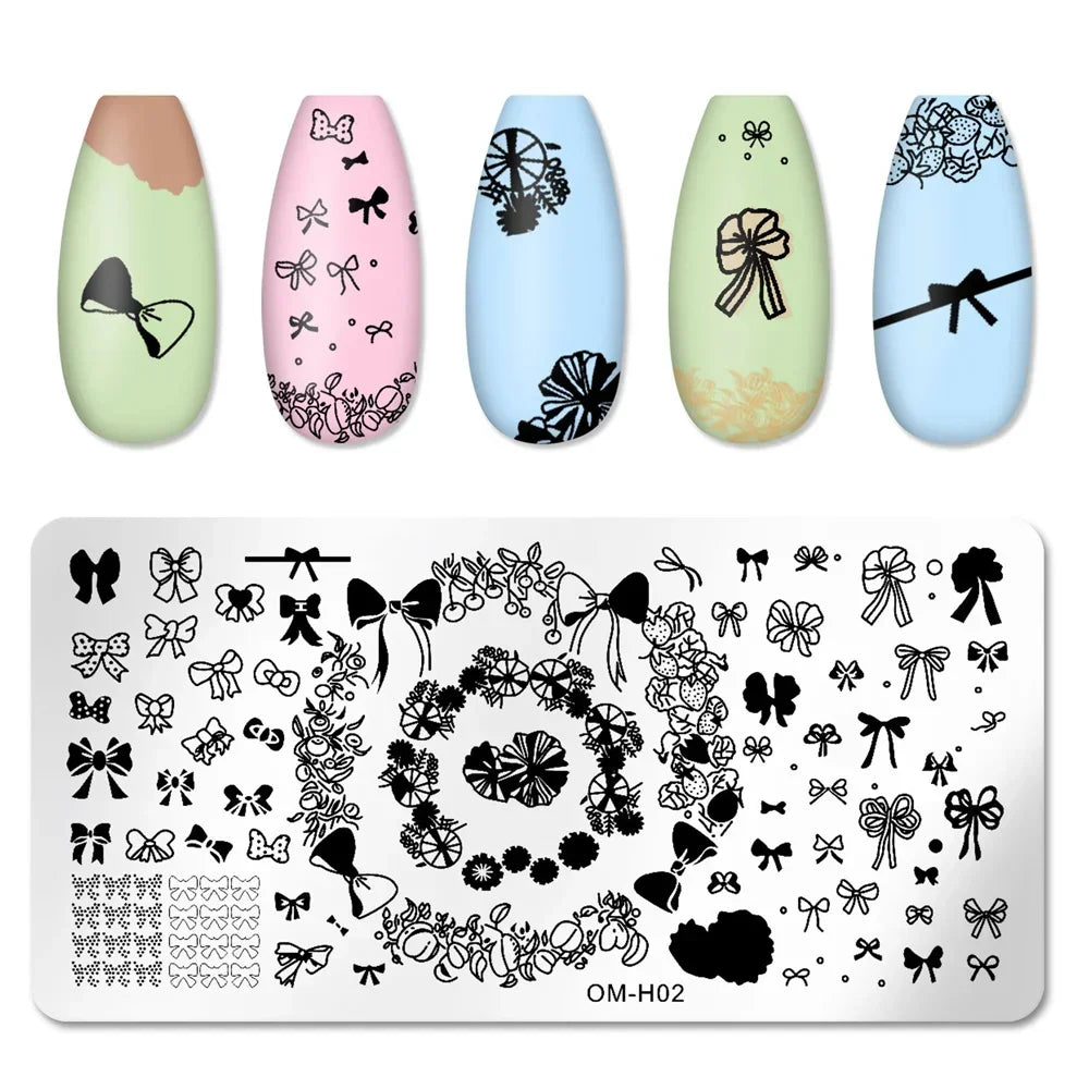 Snake Leopard Nail Templates Flower Leaf Heart Lace Pattern Nail Stamper Stencil Plates For Women Girls DIY Manicure Accessories