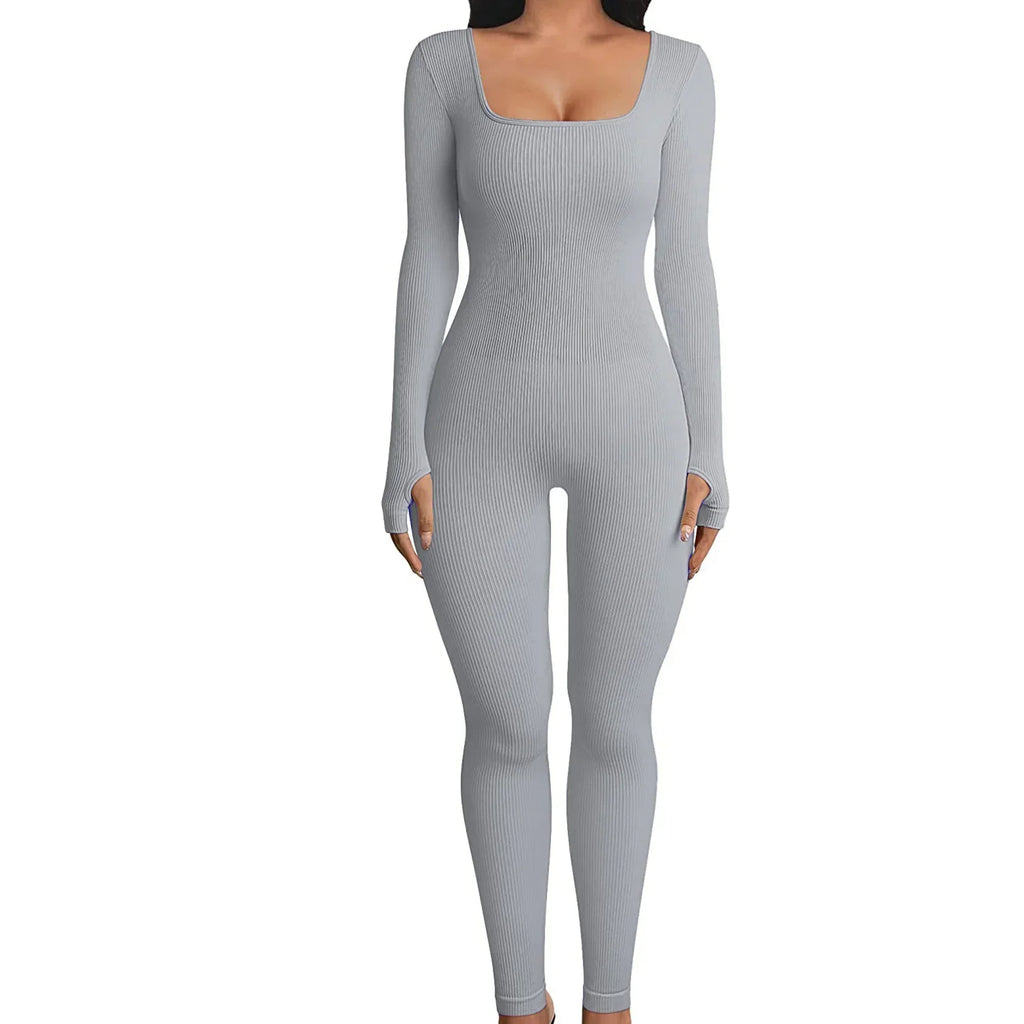 Sunday Comfy Ribbed Long Sleeve Playsuit