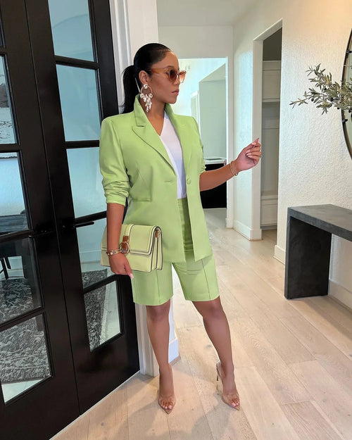 Autumn Office Blazer & Shorts Set