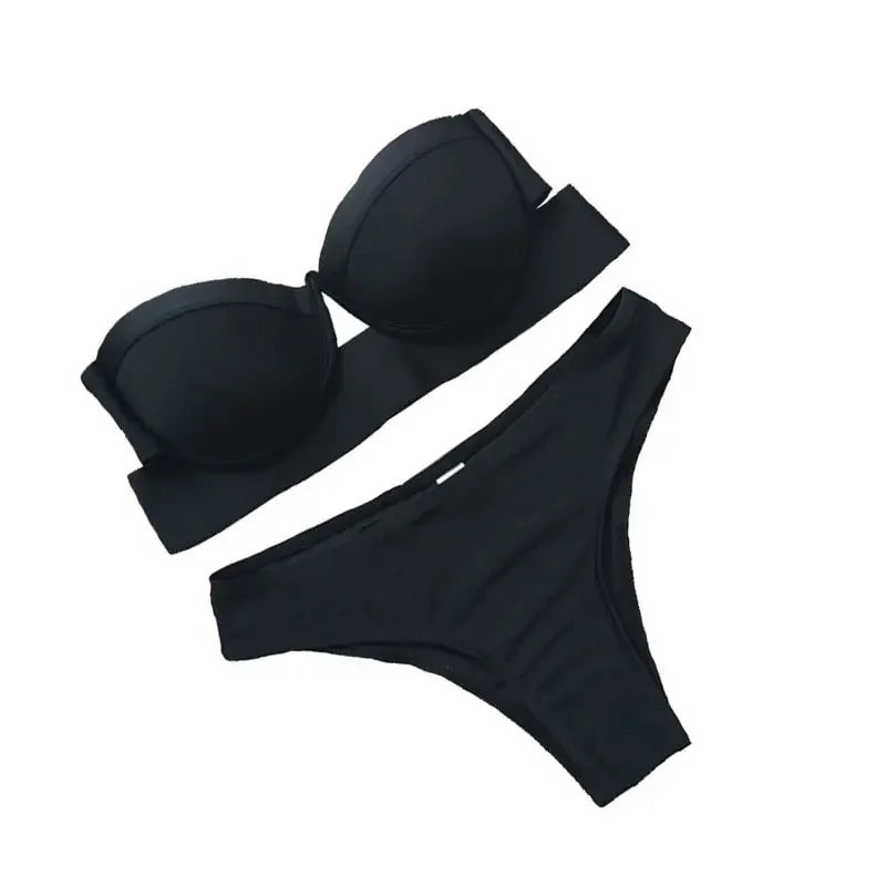 Strapless Double Strap Push Up Bikini