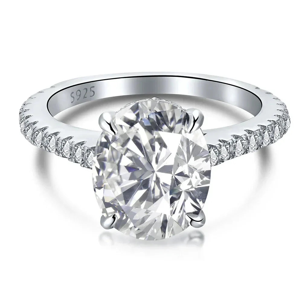 WUIHA New 925 Sterling Silver Oval Pear Cut 5CT/7CT/8CT White Sapphire Created Moissanite Diamonds Ring for Women Gift Wholesale
