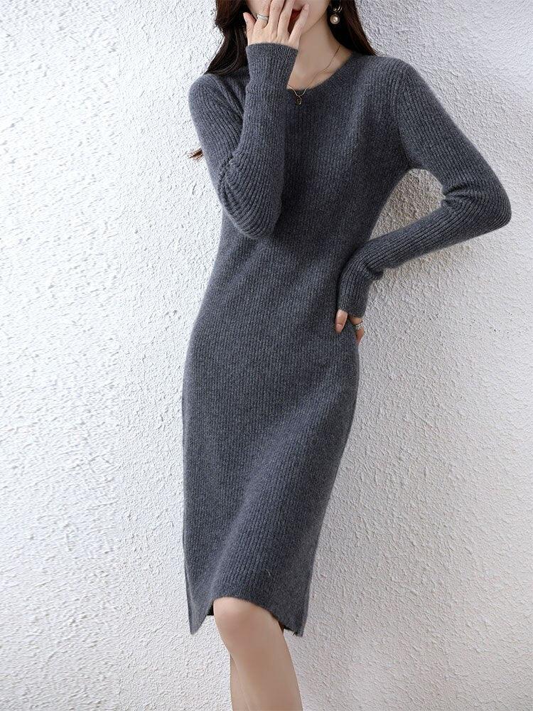 Vienna Cashmere Sweater Dress 100% Merino Wool