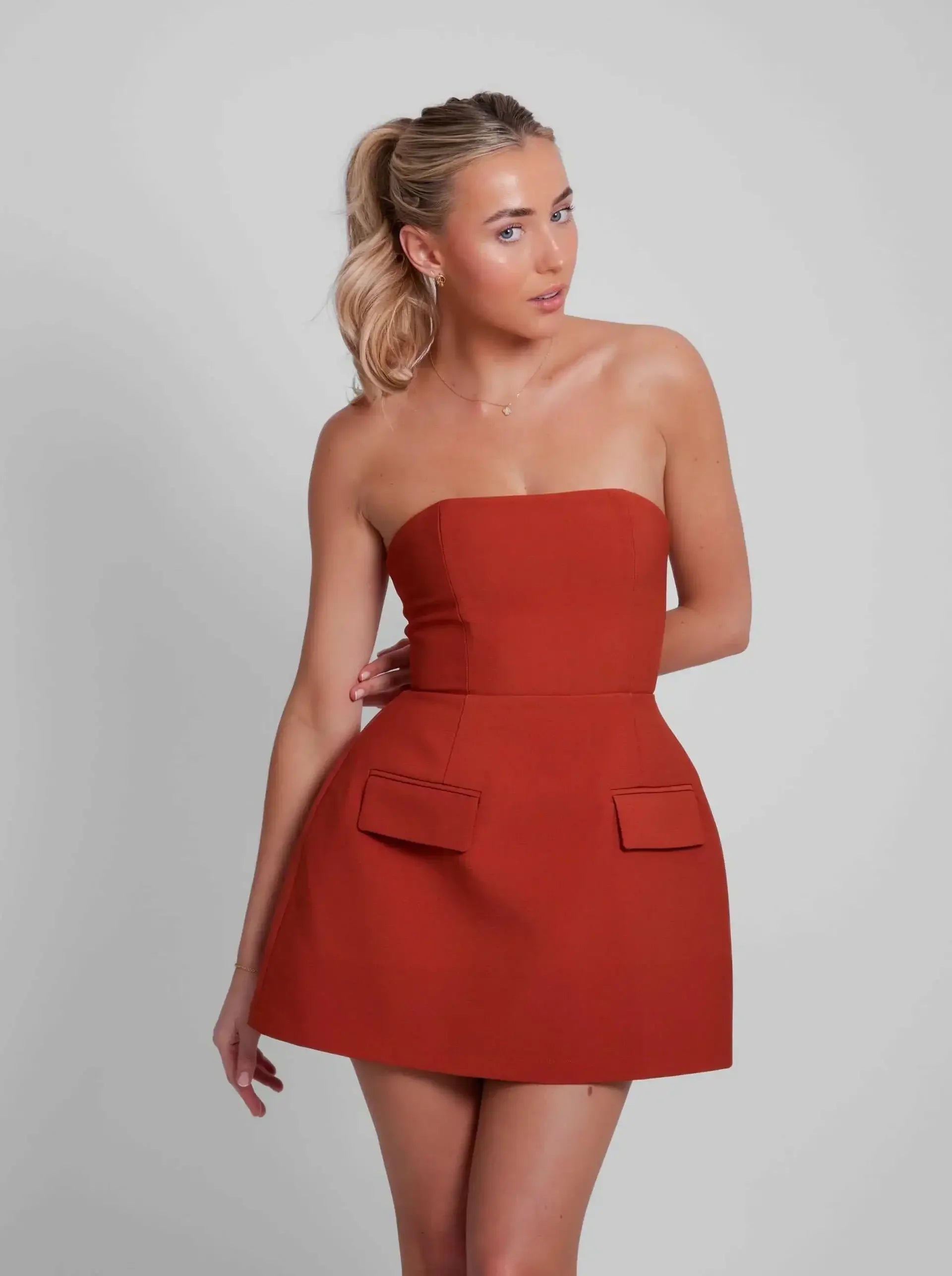Amour Velvet Strapless Mini Dress