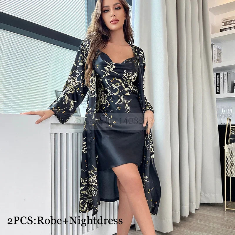 Manifest Kimono Satin Sleepwear Set