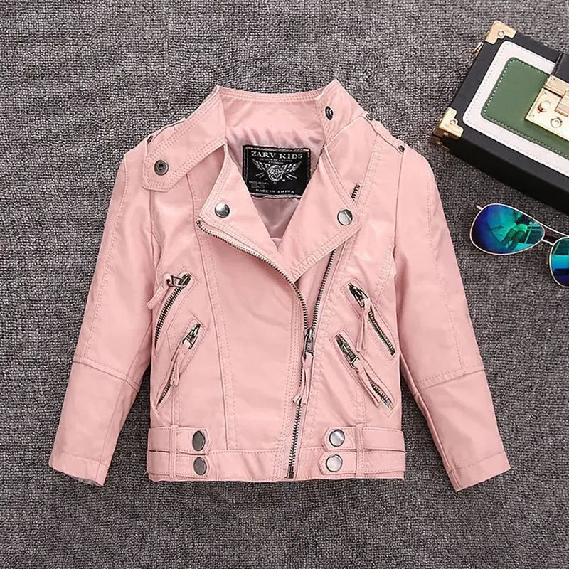 Girls Faux Leather Fall Jacket
