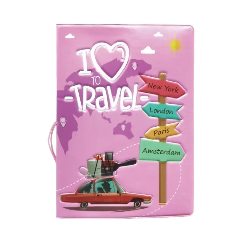 Creative Travel Passport Cover Wallet Bag Letter Men Women Pu Leather ID Address Holder Portable Boarding Travel Accessories