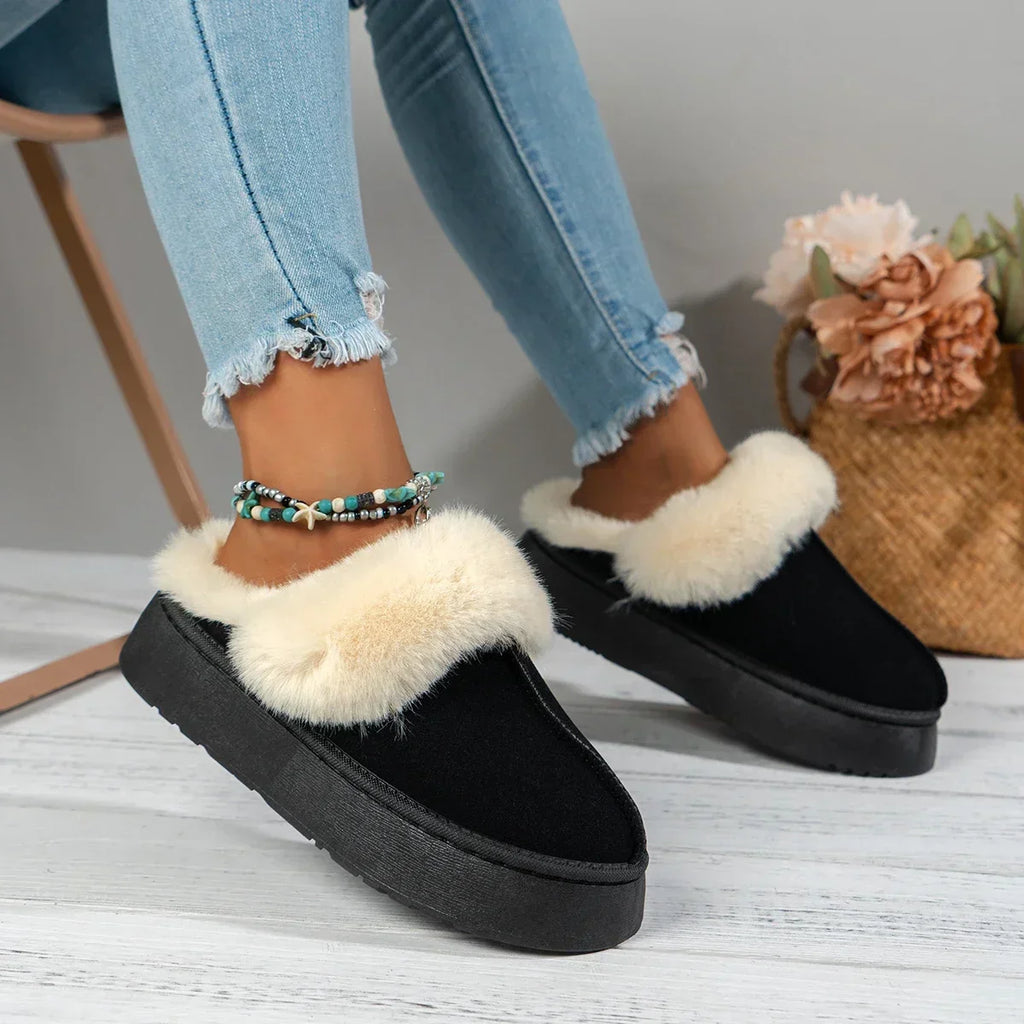 Platform Suede Fur Slippers