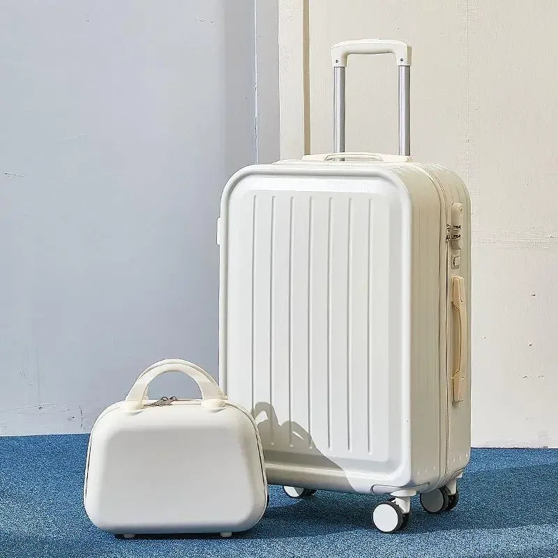 Large Pastel Suitcase With USB Charging Port & Cup Holder