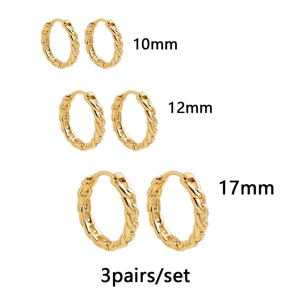 Gold Color Stainless Steel Hoop Earrings for Women Small Simple Round Circle Huggies Ear Rings Steampunk Accessories