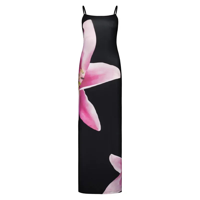 Summer Floral Spaghetti Maxi Sundress
