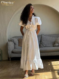Cotton Short Sleeve Shirt With High Waist Long Skirt Set