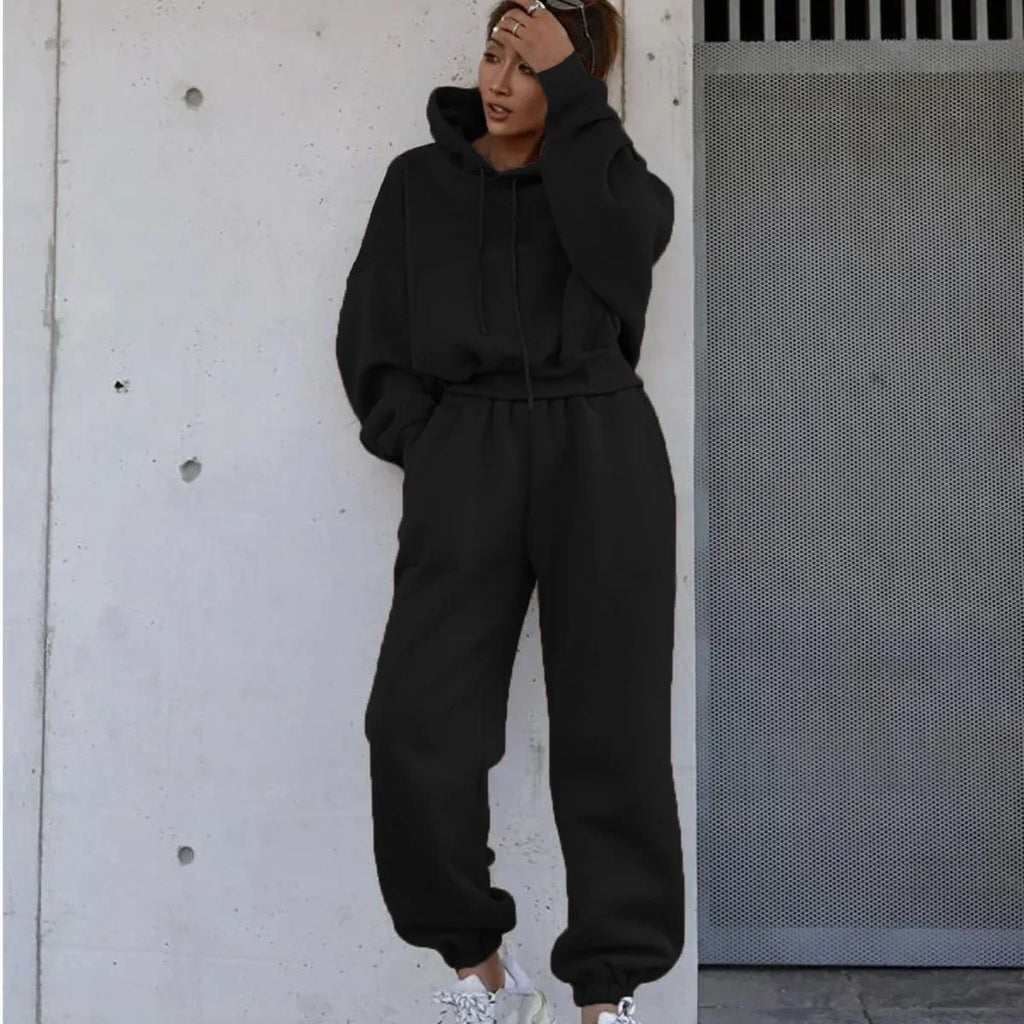 Women Hooded Sweatshirt & Pants Set