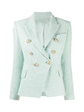 Lux Designer Tweed Blazer In Mint Green