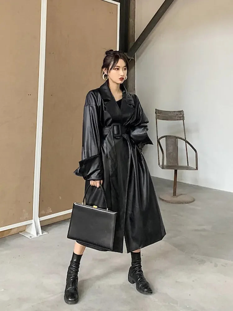 Chic Fall Long Sleeve Leather Jacket