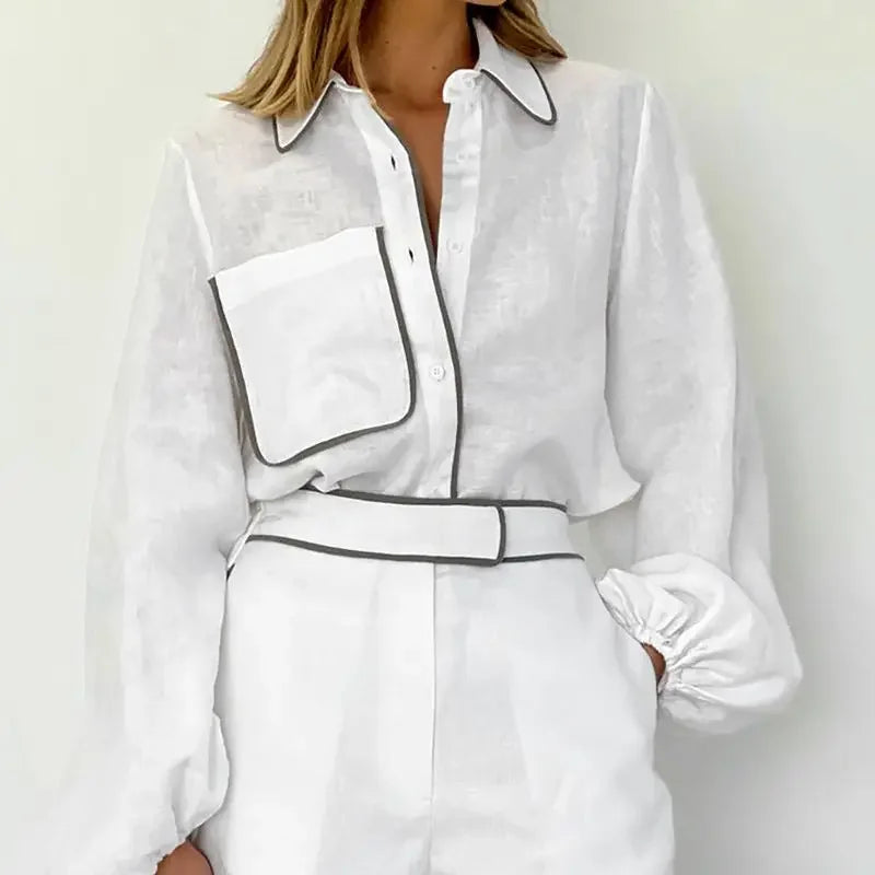 Women Linen Shorts Set
