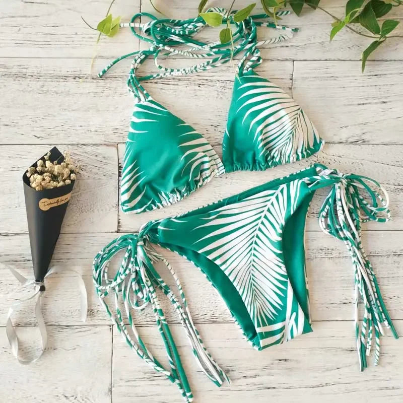 Sexy Women Bikini Brazilian Swimsuit Push-up Bra Bikini Set Two Piece Swim Suit Swimwear Low-waisted Beachwear Leopard Bathing