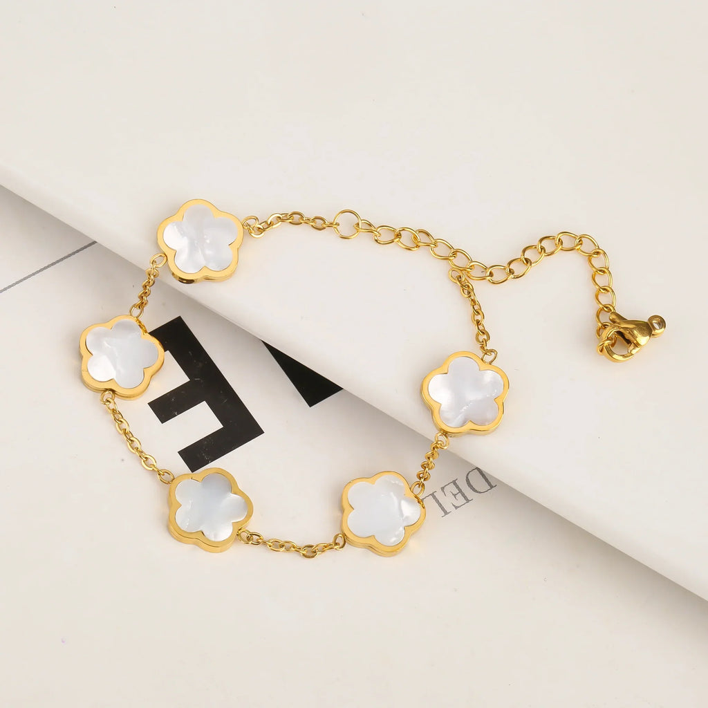 Gold Plated Stainless Steel Flower Bracelet