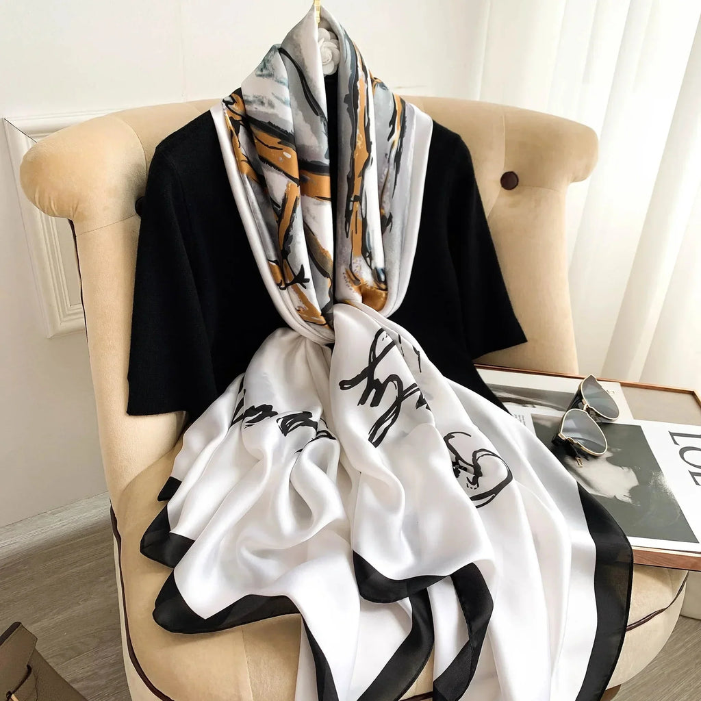 180*90cm Luxury Brand Women Summer Silk Scarves Shawl Lady Wrap Soft Female Europe Designer Beach Bandanna foulard muffler pareo