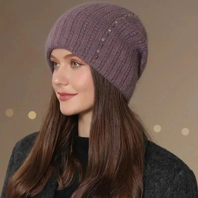 New Women Winter Hat Fashion Decorate Beanie Hat Warm Winter Cap For Female Casual Streetwear Knitted Hat