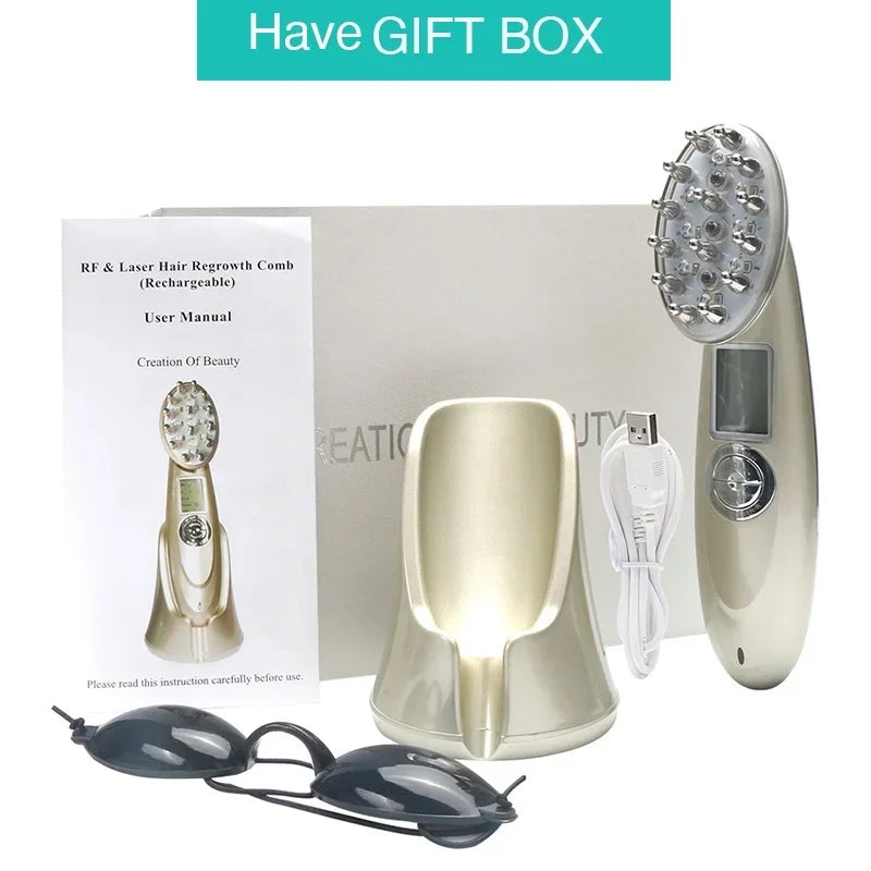 RF Laser Hair Growth Comb Massage Nano Anti Hair Loss Treatment Infrared Red Light EMS Vibration Massager Hair Care Hair Brush