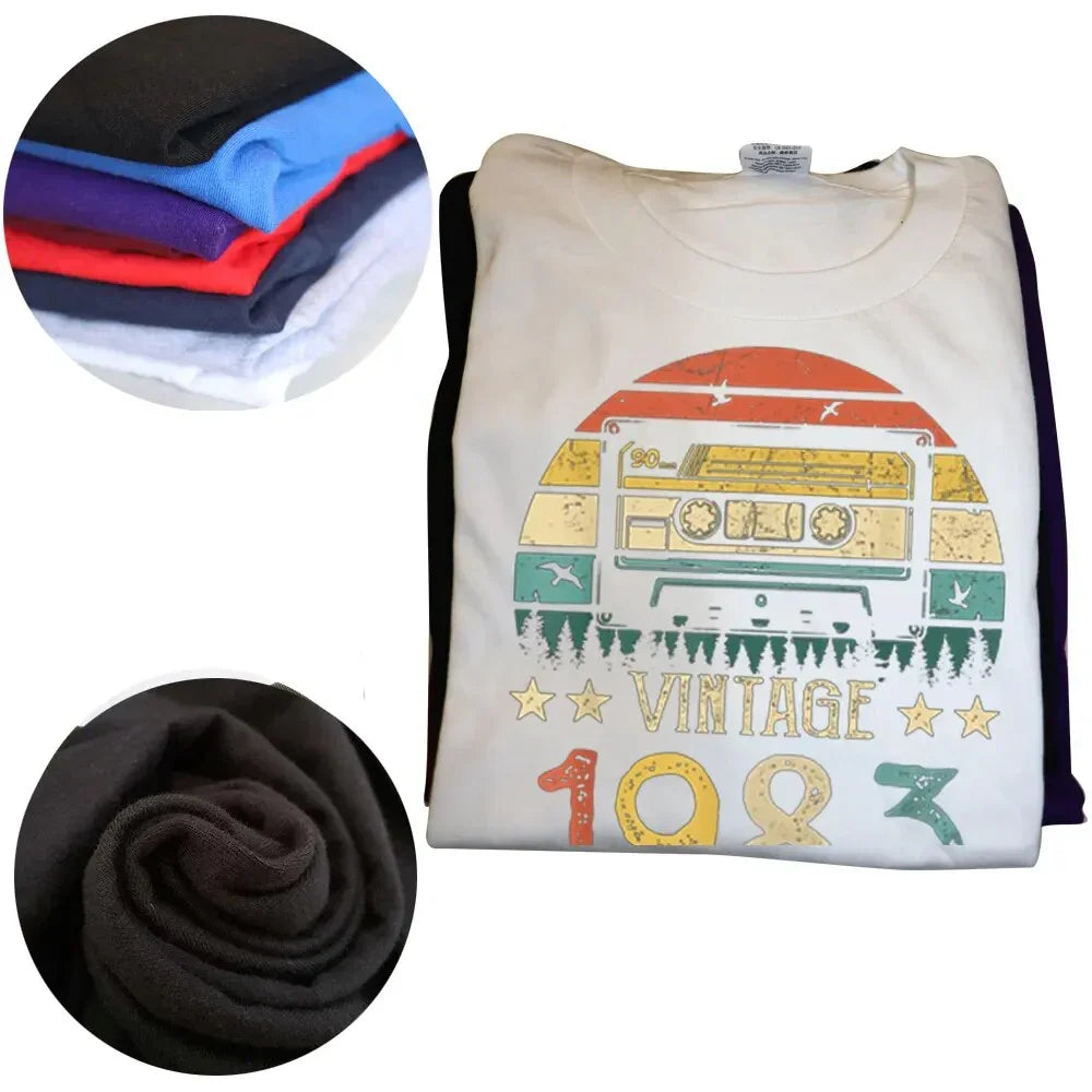 Vintage 1983 Limited Edition Retro Cassette Women T Shirt 40th 40 Years Old Birthday Party Girlfriend Gift Black T-shirt