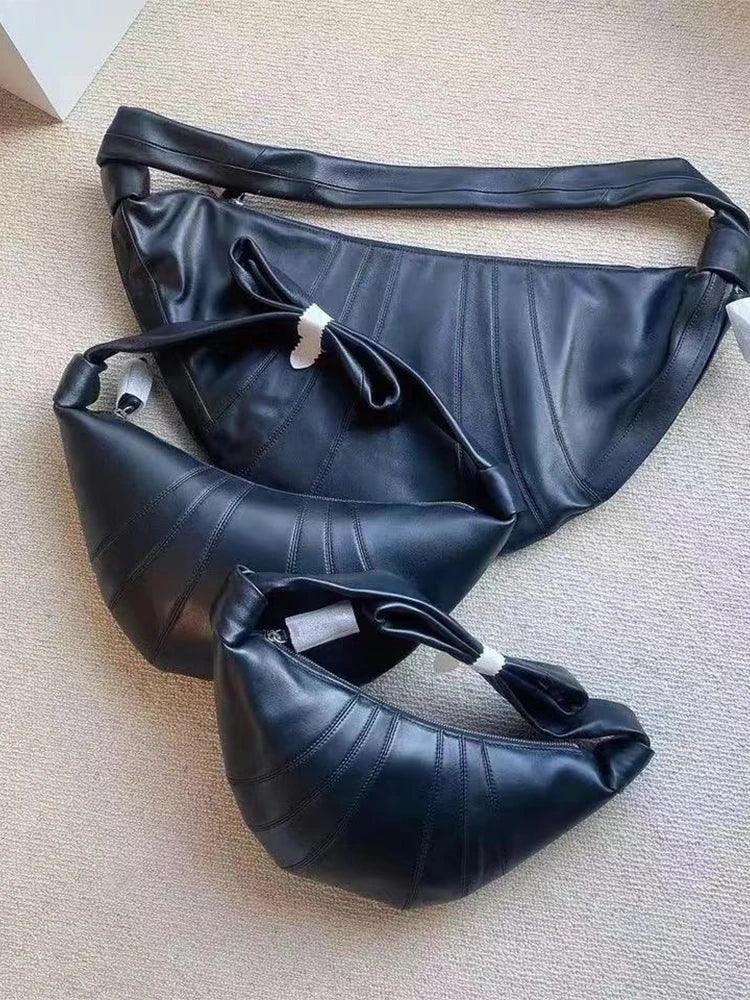 Leather Croissant Bag for Women