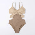 VigoBeviya 2023 Solid Patchwork Strapped Swimwear Women Sexy Hollow Push UP One Piece Swimsuit Monokini Backless Bathing Suit