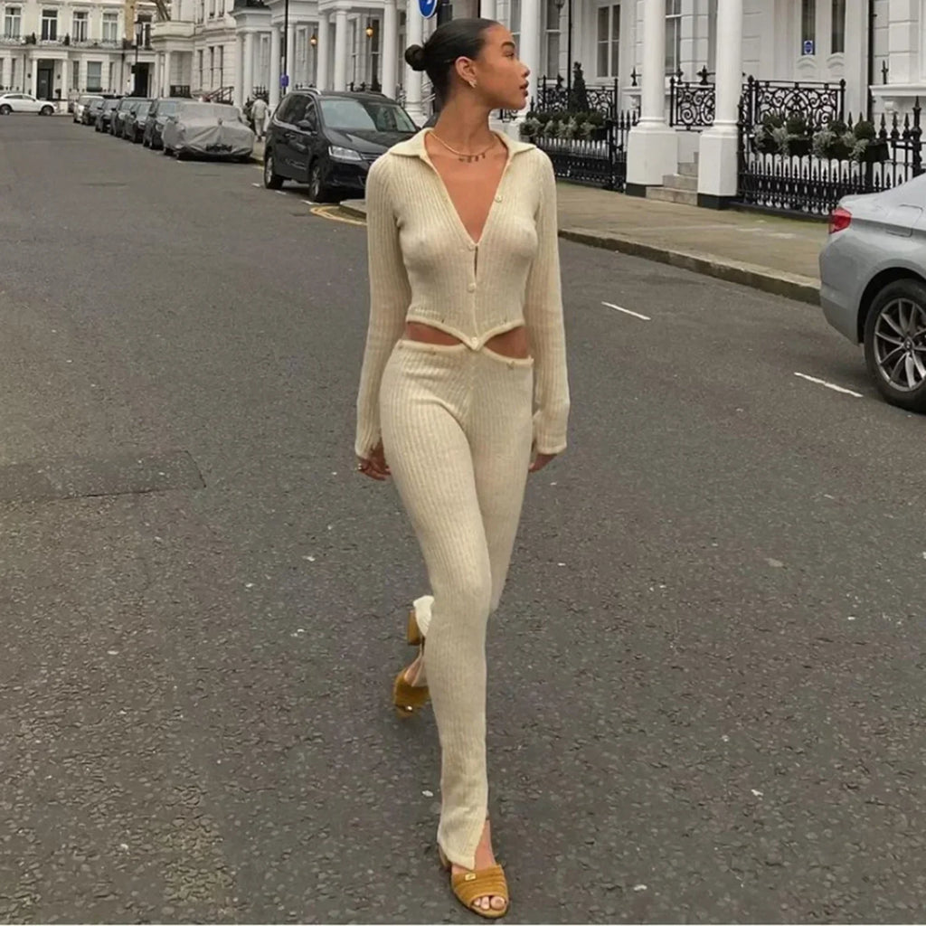 Sunday Comfy Ribbed White Long Sleeve Jumpsuit