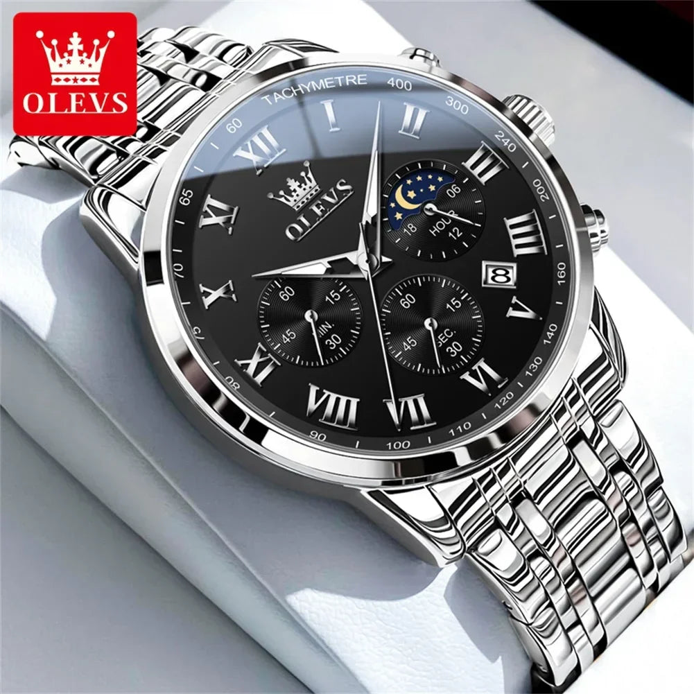 Luxury Brand Men's Stainless Chronograph Quartz Watch