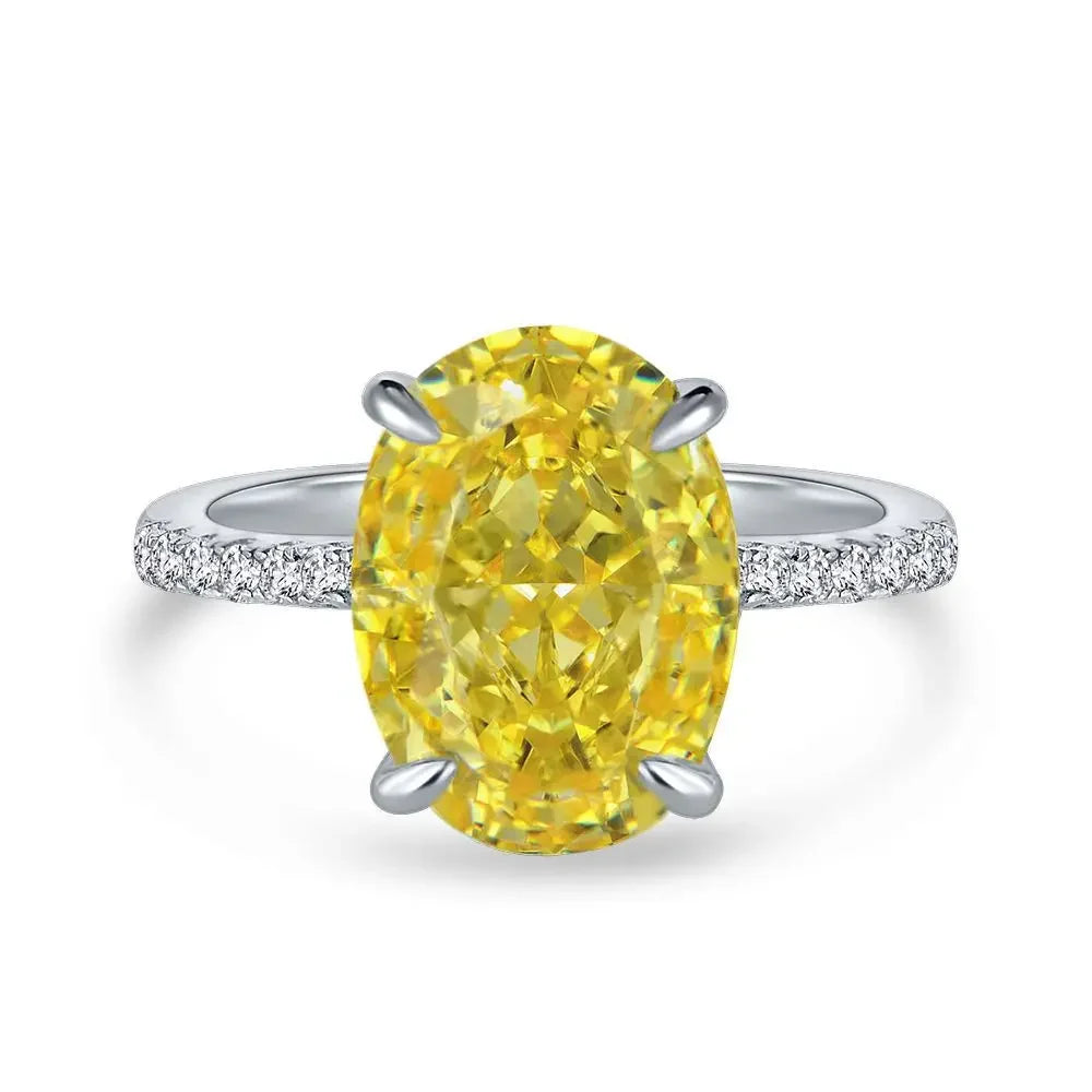 Queen 925 Sterling Silver Oval Cut 3ct Diamond Ring