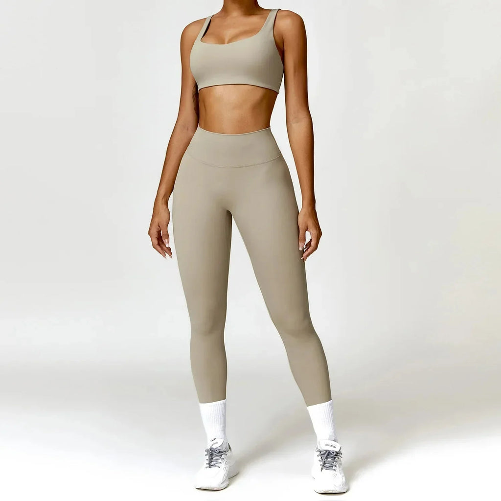 2PCS Yoga Set Women Gym Long Sleeve Sports Suits Fitness Bra Crop Top Workout Clothes Female Athletic Wear Legging Sportswear