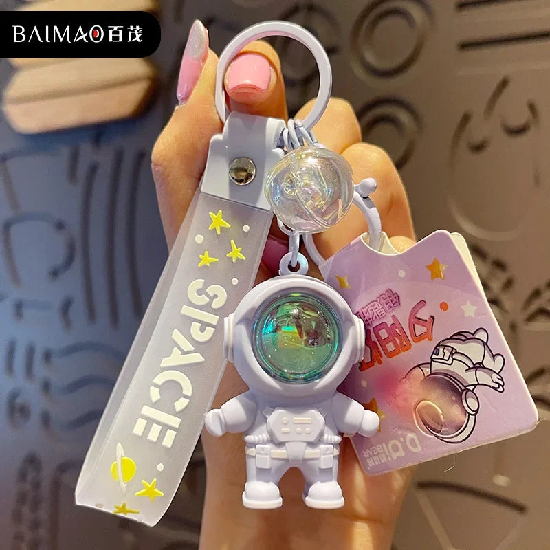 Cartoon Spaceman Light Glowing Keychain Sunset Light Luminous Keychain Female Cute Space Astronaut Couple Key Chain Bag Hanging