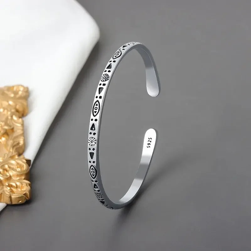 Silver Color Feather Cuff Bracelet for Men Women Vintage Adjustable Bracelet Bangle Fashion Jewelry