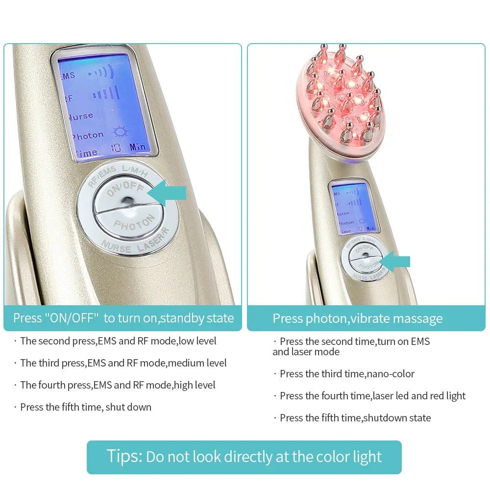 RF Laser Hair Growth Comb Massage Nano Anti Hair Loss Treatment Infrared Red Light EMS Vibration Massager Hair Care Hair Brush