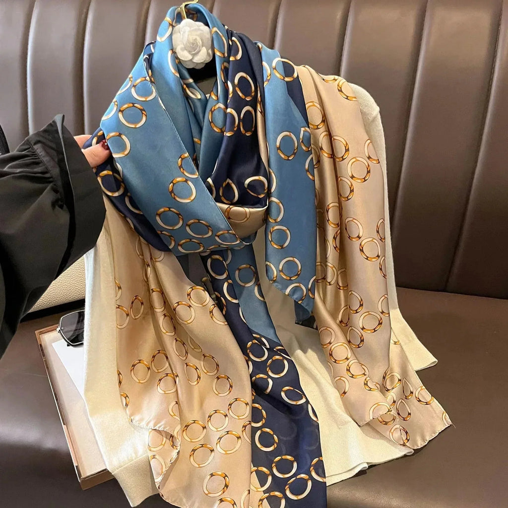 180*90cm Luxury Brand Women Summer Silk Scarves Shawl Lady Wrap Soft Female Europe Designer Beach Bandanna foulard muffler pareo