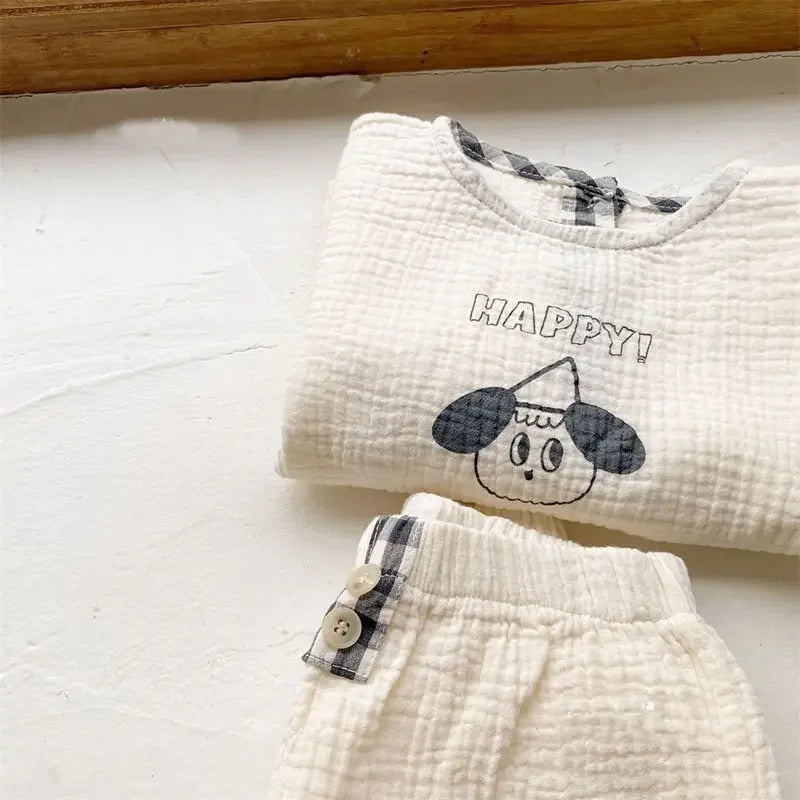 LUXBaby Cartoon Casual Tops + Pants 2pc Set