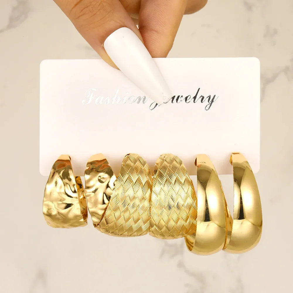 Vintage Big Hoop Earring Set