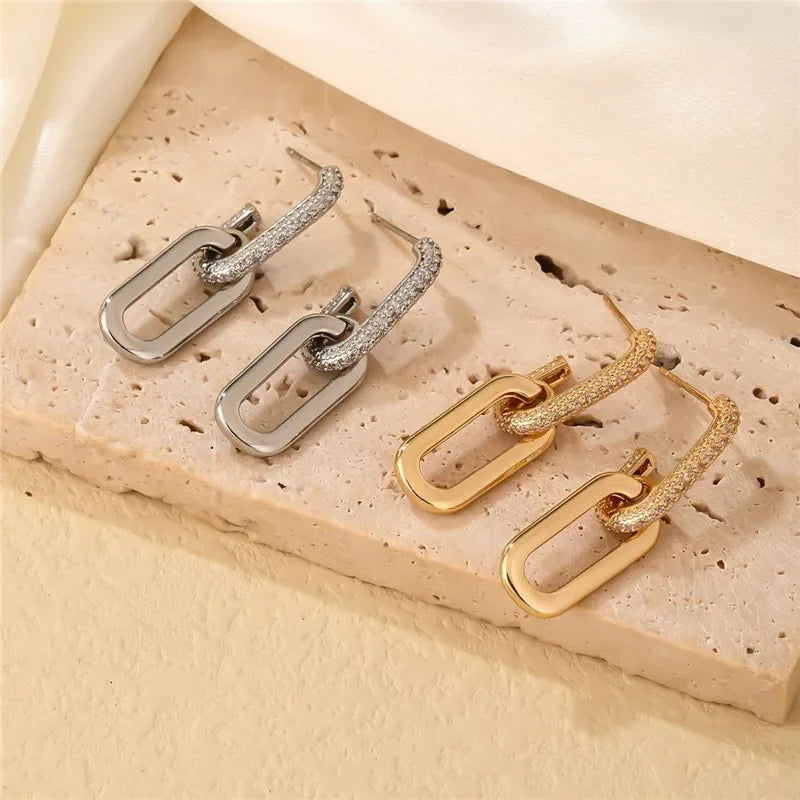 Lux Double Loop Drop Earrings
