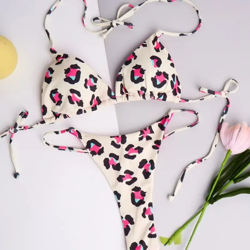 Leopard Print Brazilian Thong Swimwear