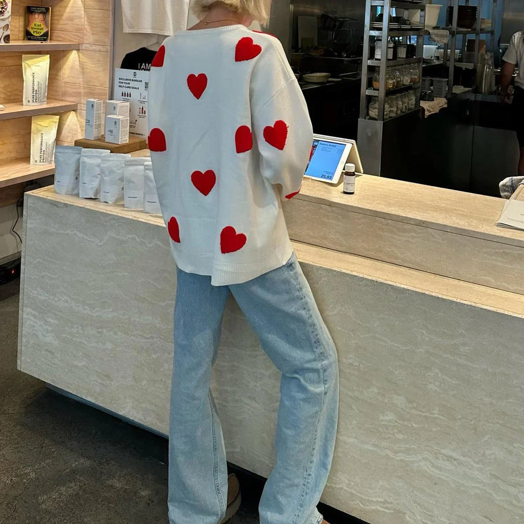 Embroidery Heart Valentine's Day Sweater