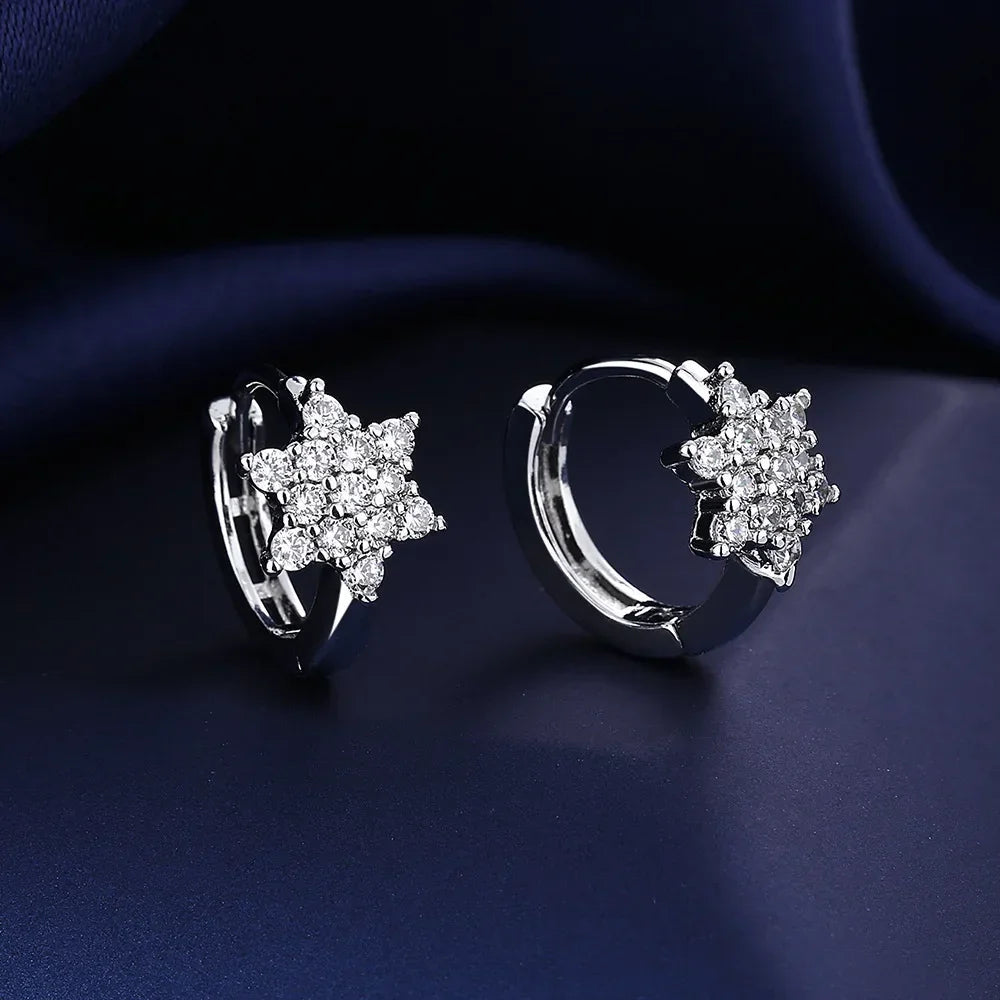 Iconic 925 Sterling Silver Crystal CZ Stud Earrings